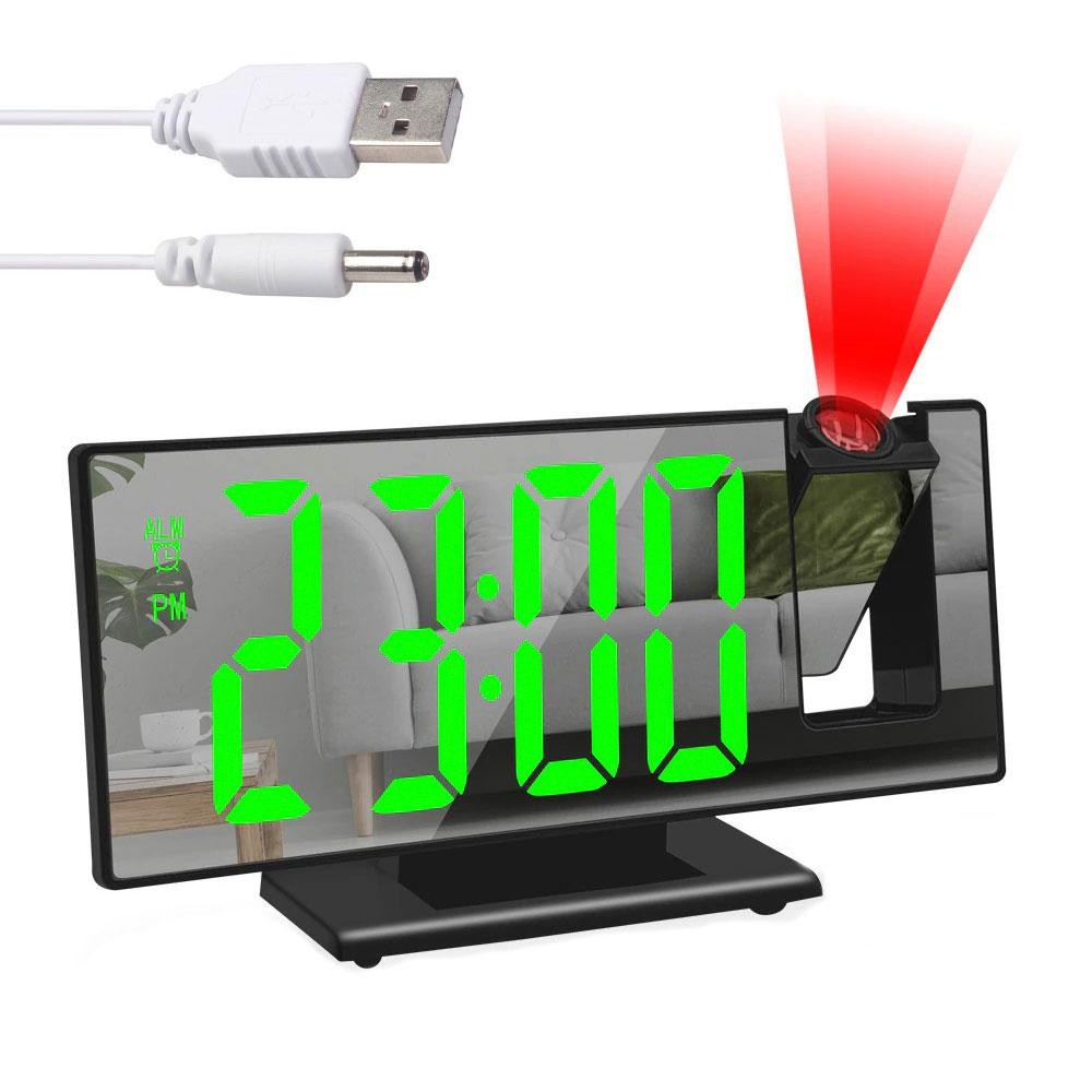 Зеркальные LED часы с проекцией времени, DS-3618LP, Черные / Настольные электронные часы с будильником Киев - изображение 1