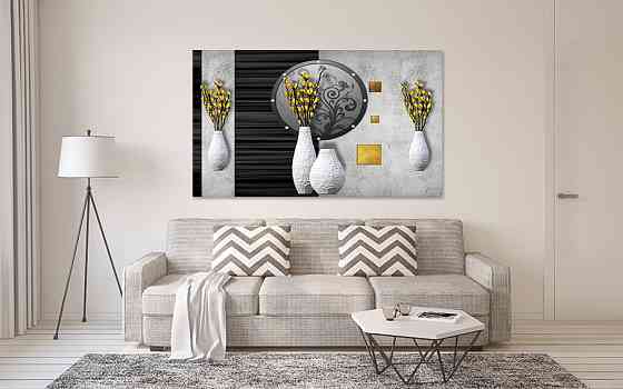 Картина холст в гостиную / спальню  Вазон з жовтими квітами   MLP_157 40x80 см Киев