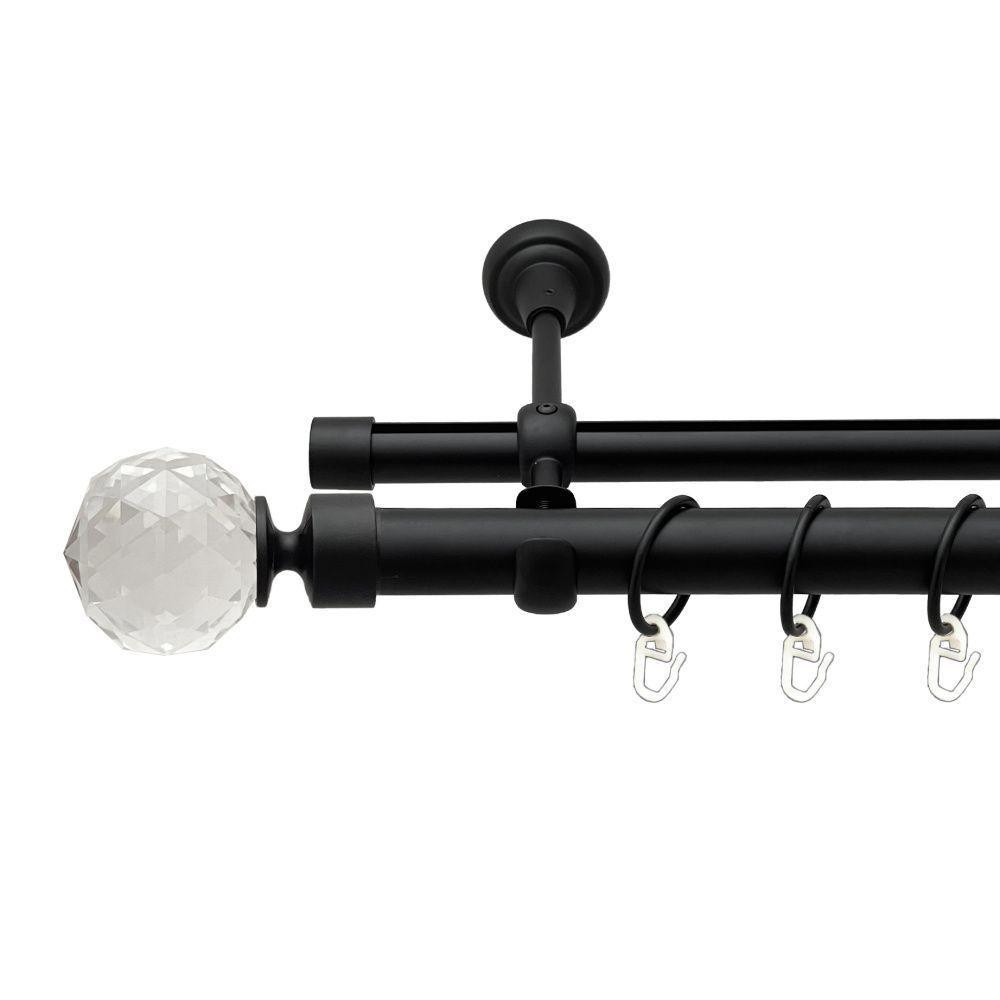 Карниз Orvit Люміера металевий дворядний опозитний гладка \ профільна труба кільце металеве Чорний Оксамит 25\19 мм 300 см Львів - фото 1