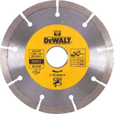 Диск пильний DeWALT алмазний HIGH PERFORMANCE, будівельні блоки/бруківка/бетон, 125х2.2х22.2 мм (DT3711) Вінниця