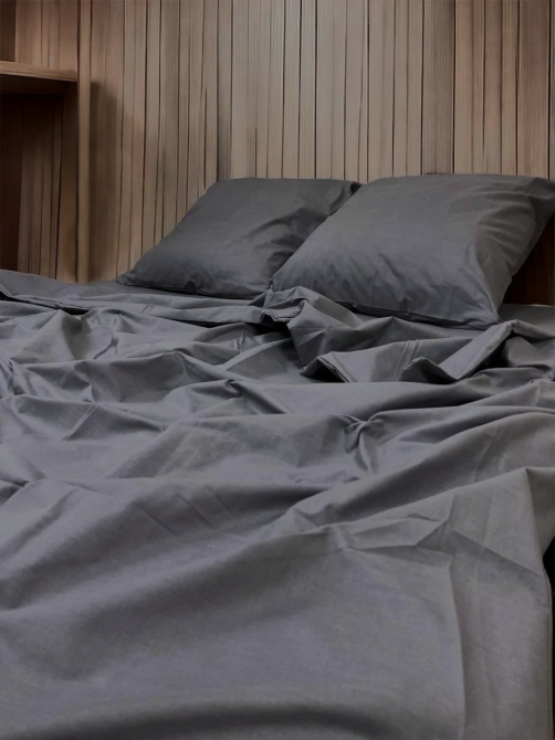 Комплект постільної білизни Ideal Textile бязь графіт однотон двоспальний євро Чернівці - фото 1