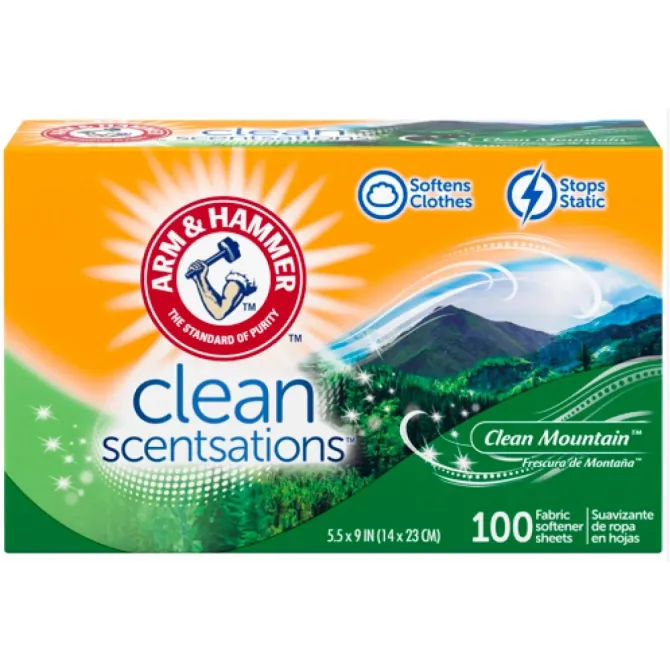 Салфетки для сушильных машин Arm Hammer Fabric Softener Sheets, 100 sheets, Clean Mountain Львов - изображение 1