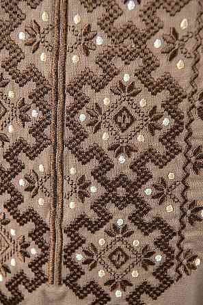 Вышиванка для мальчиков, льняная, кофейная, топ Киев