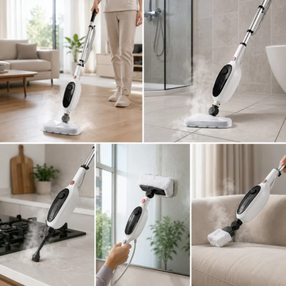 Парова швабра Steam Mop 12в1 2600W біла, електричний швабра-пароочисник для підлоги, килимів, вікон та одягу Одеса