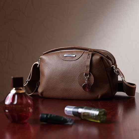 Модна сумка на кожен день із двома відділеннями з натуральної шкіри Vintage 22596 Коричневий Київ