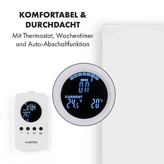 Інфрачервоний нагрівач Crystal Wall 100x60 см 600 Вт із тижневим таймером IP54 білий (Німеччина, читати Рівне