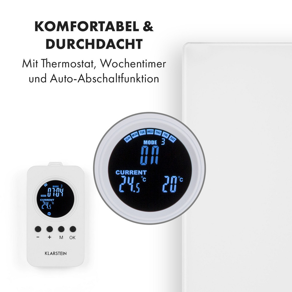 Инфракрасный обогреватель Crystal Wall 100x60см 600Вт с недельным таймером IP54 белый (Германия, читать Ровно - изображение 4