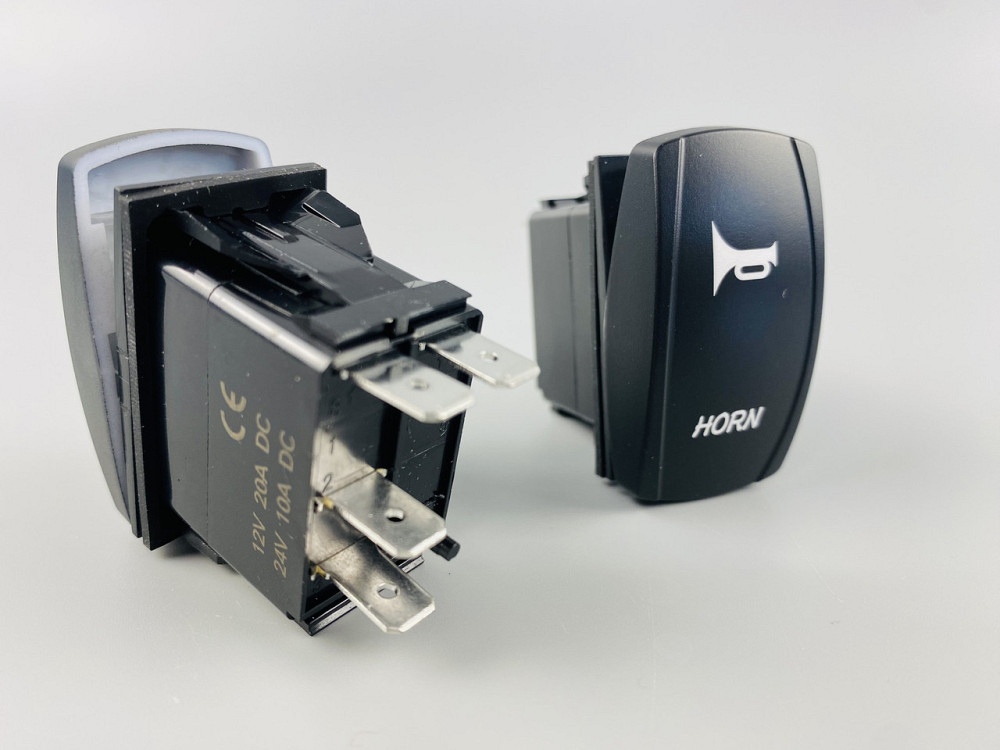 Клавіша вимикач ON-OFF-ON, 4 ніжки, синя підсвітка, малюнок — "сигнал додатковий". Мукачево - фото 10