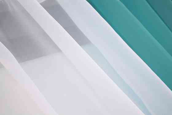 Кухонные шторы VR-Textil № 017к комбинированные с подвязками лазурный с белым 265х170 см (52-0676) Киев