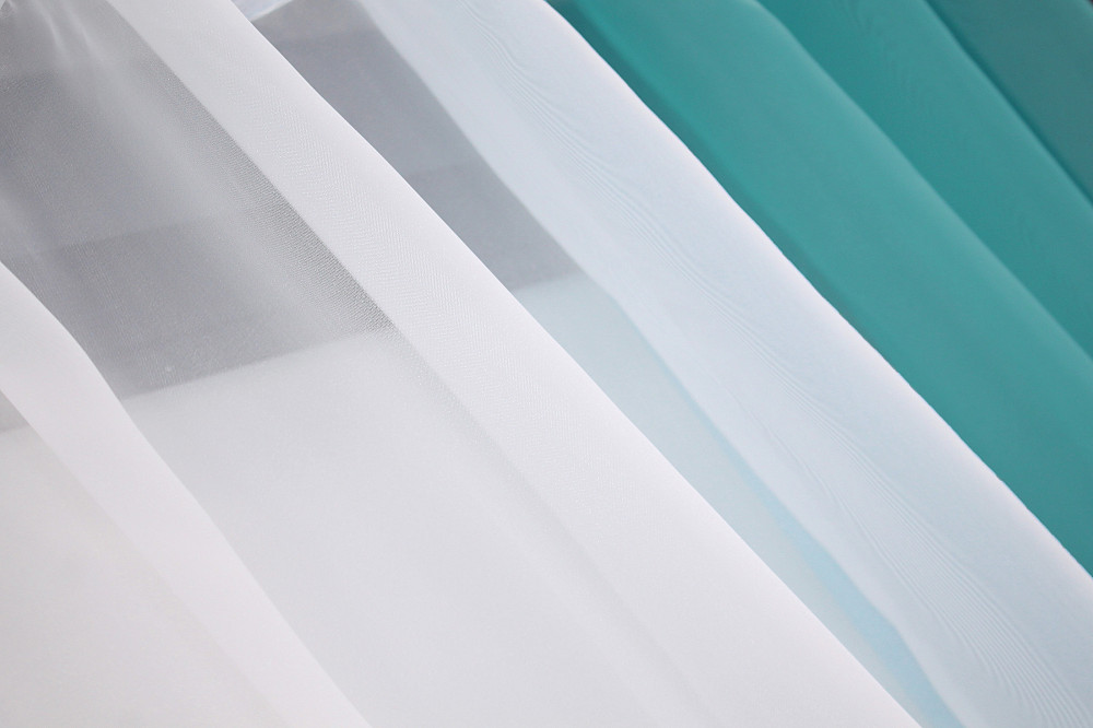 Кухонные шторы VR-Textil № 017к комбинированные с подвязками лазурный с белым 265х170 см (52-0676) Киев - изображение 5