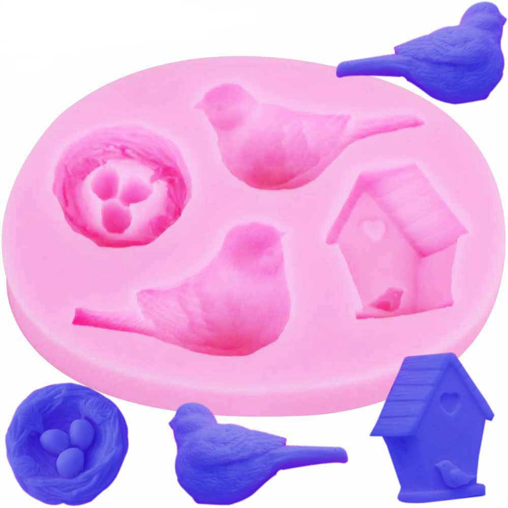 Силиконовый молд Птицы и гнездо 95 на 71 мм розовый Киев - изображение 1