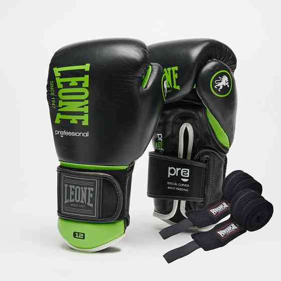 Боксерські рукавиці Leone GN115 PROFESSIONAL 2 Black 14 унцій (бинти 4 м. в комплекті) Кам'янське