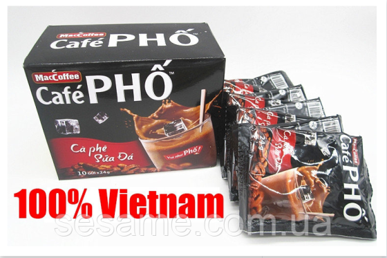 Вьетнамский натуральный растворимый кофе Cafe PHO 3в1 Maccoffee Cafe PHO 240г Харьков