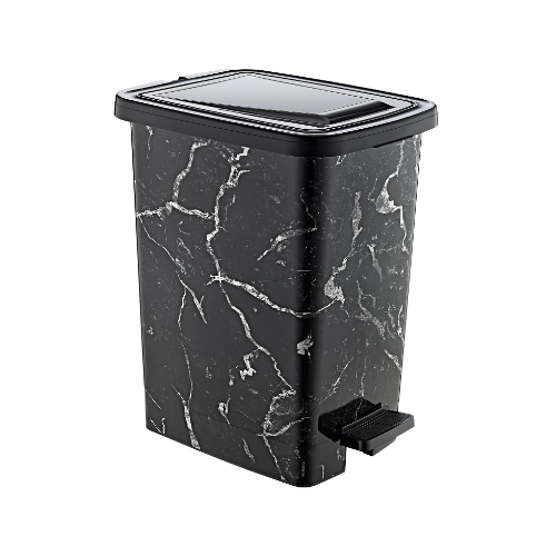 Відро для сміття slim 15л чорний мармур з декором Нові малюнки Decor ELIF Житомир