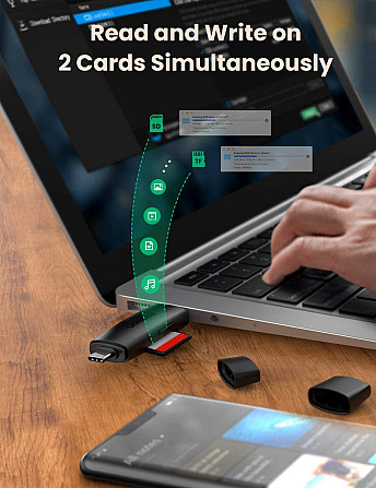 Кардрідер 2- в-1 TF/SD Ugreen CM304 80191 USB & USB-C (Чорний) Миколаїв - фото 3