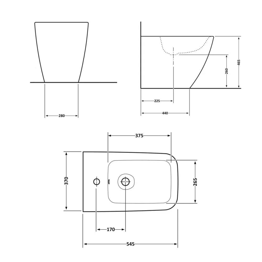 Биде напольное Qtap Crow 545х360х410 White QT05443370W Киев - изображение 2