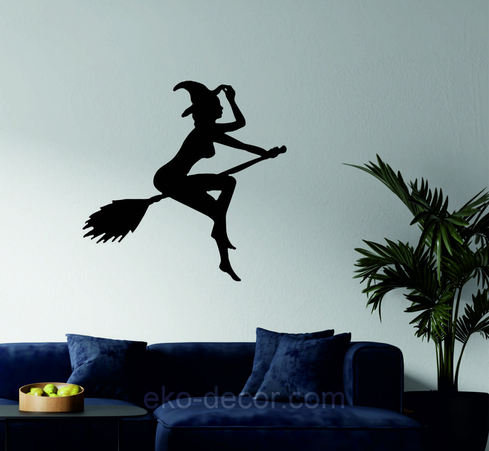 Декоративное настенное Панно «Ведьма на метле», Декор на стену 70*68 см, Черный Киев - изображение 2