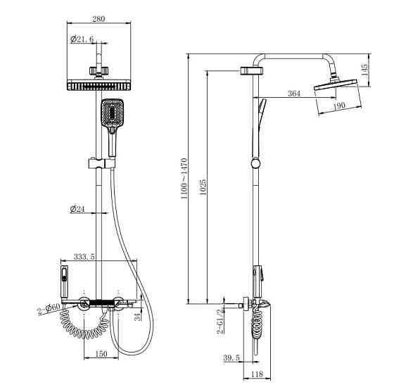 Душова колона зі змішувачем Mixxus Premium Terra 029-J Graphite (колір графіт) (MI8386)   ( 25015 ) Харків