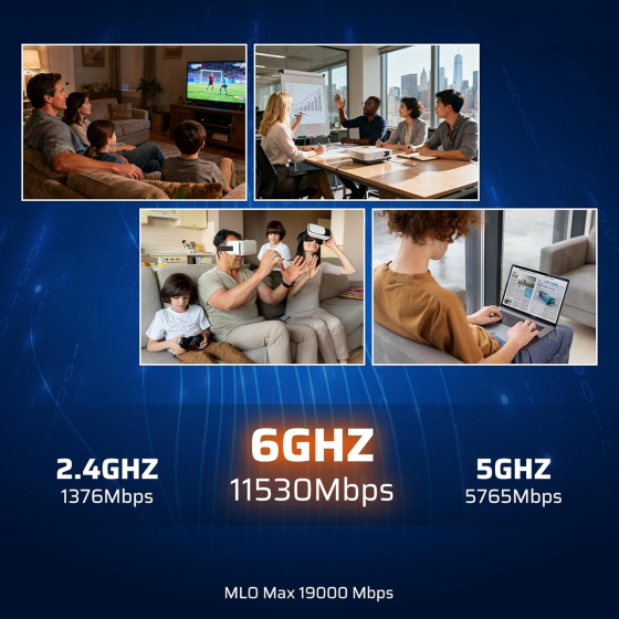 LTC 7 ​​Velo7 Max BE19000 WiFi-маршрутизатор, 4×4 MIMO, 12 потоків, 320 МГц до 19 Гбіт/с, 2 порти 10 Гбіт/с та 4 порти 1 Гбіт/с Київ