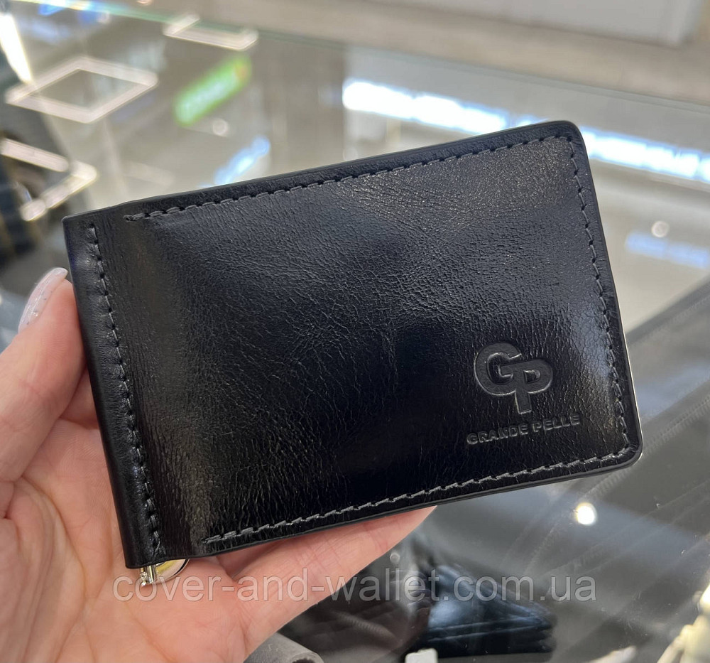 Шкіряний гаманець затискач для купюр та карток з монетницею Grande Pelle Onda Київ - фото 2