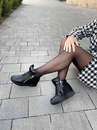 Снікерси жіночі Bosida чорні еко-шкіра танкетка 5см ( -1) (5221) Коломыя