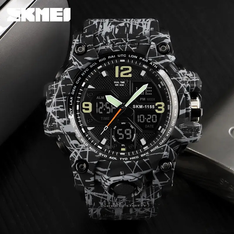 Мужские наручные часы Skmei Hamlet 1155 Черный с серым Киев - изображение 3