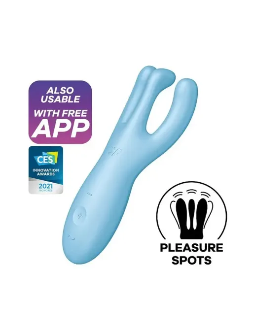 Кліторальний смарт вібратор Satisfyer Threesome 4 Blue з трьома пальчиками Львів - фото 1