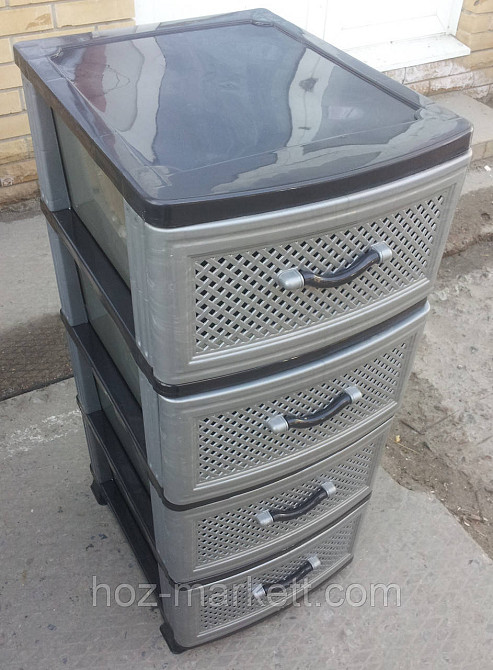 Комод пластиковий сірий "сітка" на 4 ящики виробництво Україна Харків - фото 3