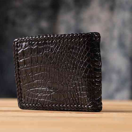 Портмоне CROCODILE LEATHER 18004 з натуральної шкіри крокодила Чорне Київ