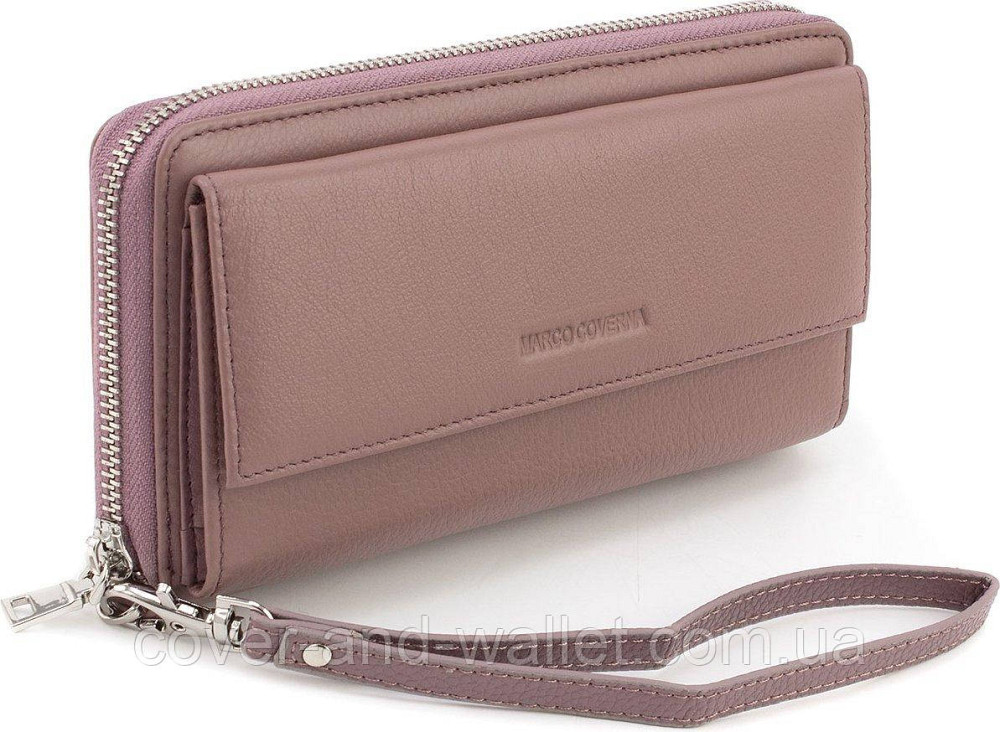 Пудровий жіночий гаманець-клатч із натуральної шкіри на змійці Marco Coverna MC 6054-6 Київ - фото 1