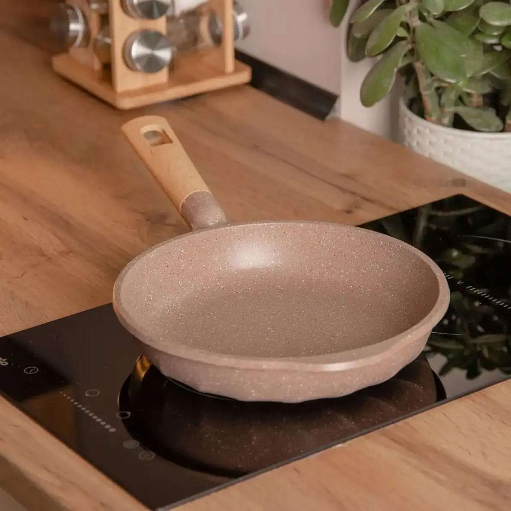 Алюминиевая сковорода 1,4 л, мраморное антипригарное покрытие, Ø 22 см, толстое дно, кофейный MGC HP-4-417CO Киев - изображение 2