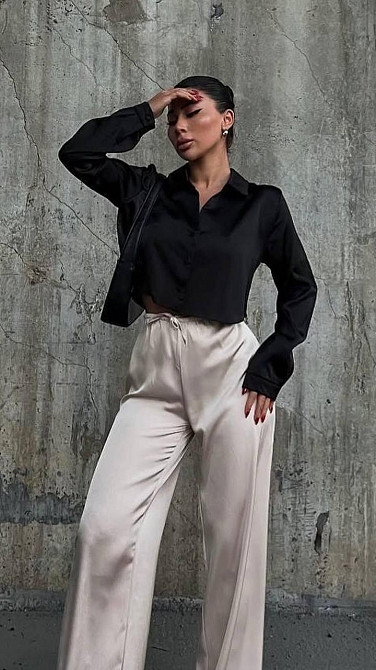 Жіночі стильні штани шовк Армані Кремовий, 46/48 Одеса - фото 3