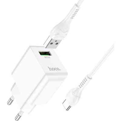 Зарядное устройство HOCO C98A Proton USB QC3.0 + cable USB to USB-C White (6931474766878) Винница