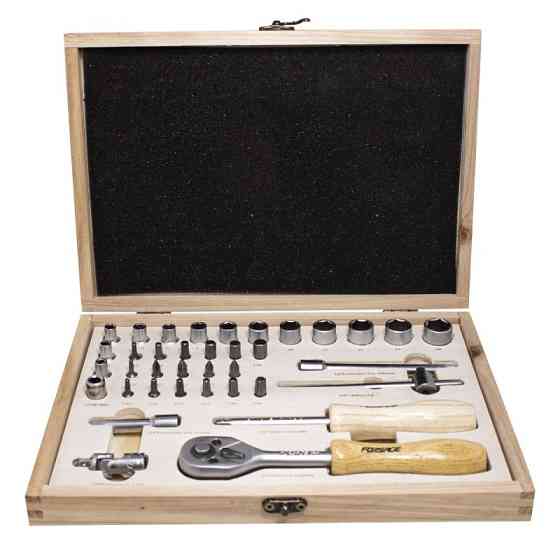 Набір інструментів 38 предметів. 1/4" (6гр.) у дерев'яному футлярі Forsage F-2382-5 Одеса