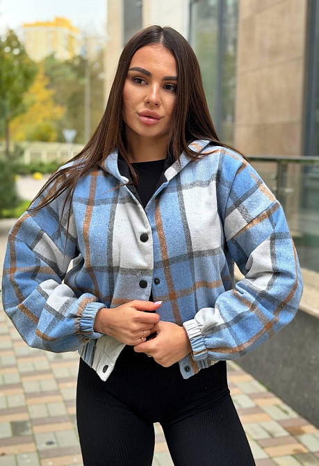 Жіночий повсякденний бомбер із подвійним капюшоном кашемір карта Блакитний, 48/50 Одеса - фото 5