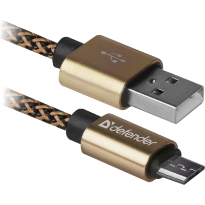 Дата кабель USB 2.0 AM to Micro 5P 1.0m USB08-03T gold Defender (87800) Винница - изображение 1