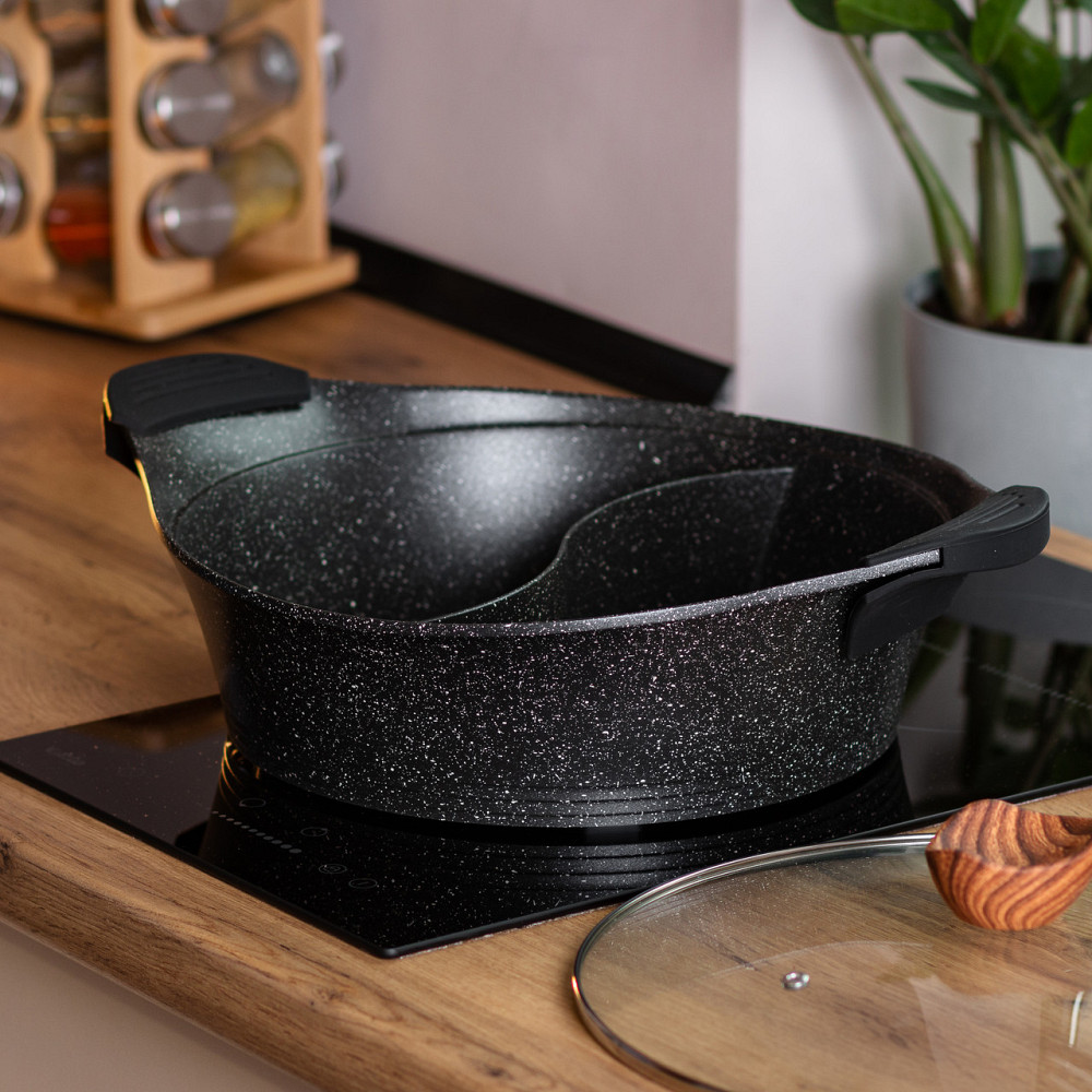 MGC Алюмінієва каструля Ø 30 см 2-ступінчасте мармурове антипригарне покриття Чорний MGC HP-4-4 Киев - изображение 7