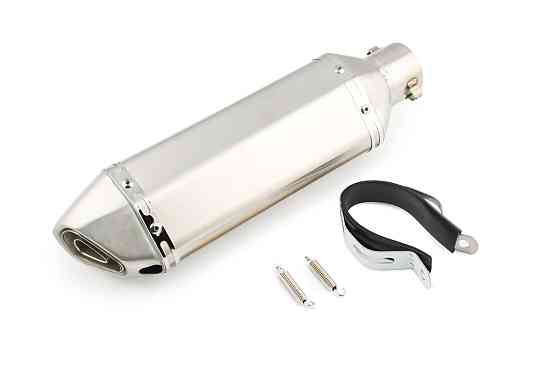 Глушник (тюнінг) 370*105mm (нержавіюча сталь, три-овал, срібло, прямоток, mod:2) 118 Київ