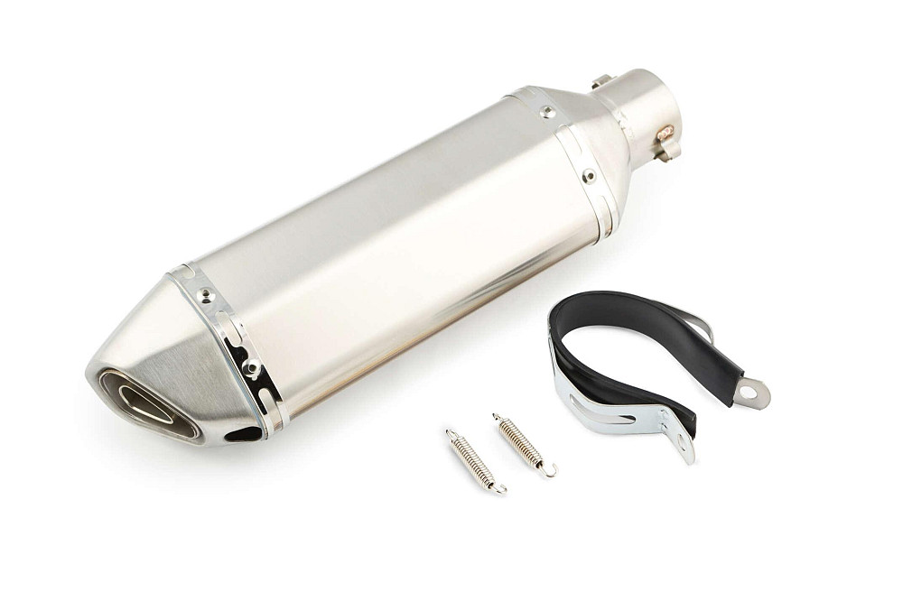 Глушник (тюнінг) 370*105mm (нержавіюча сталь, три-овал, срібло, прямоток, mod:2) 118 Киев - изображение 1