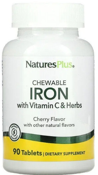 Залізо з вітаміном C Nature's Plus Chewable Iron  90 таб вишня Київ - фото 1