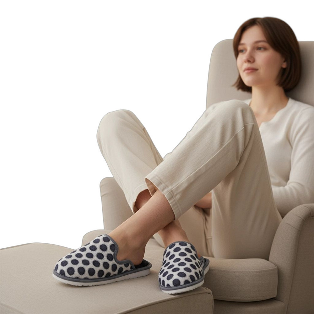 Тапочки женские домашние PaGo Горох серебро закрытый носок 41 Одесса - изображение 3
