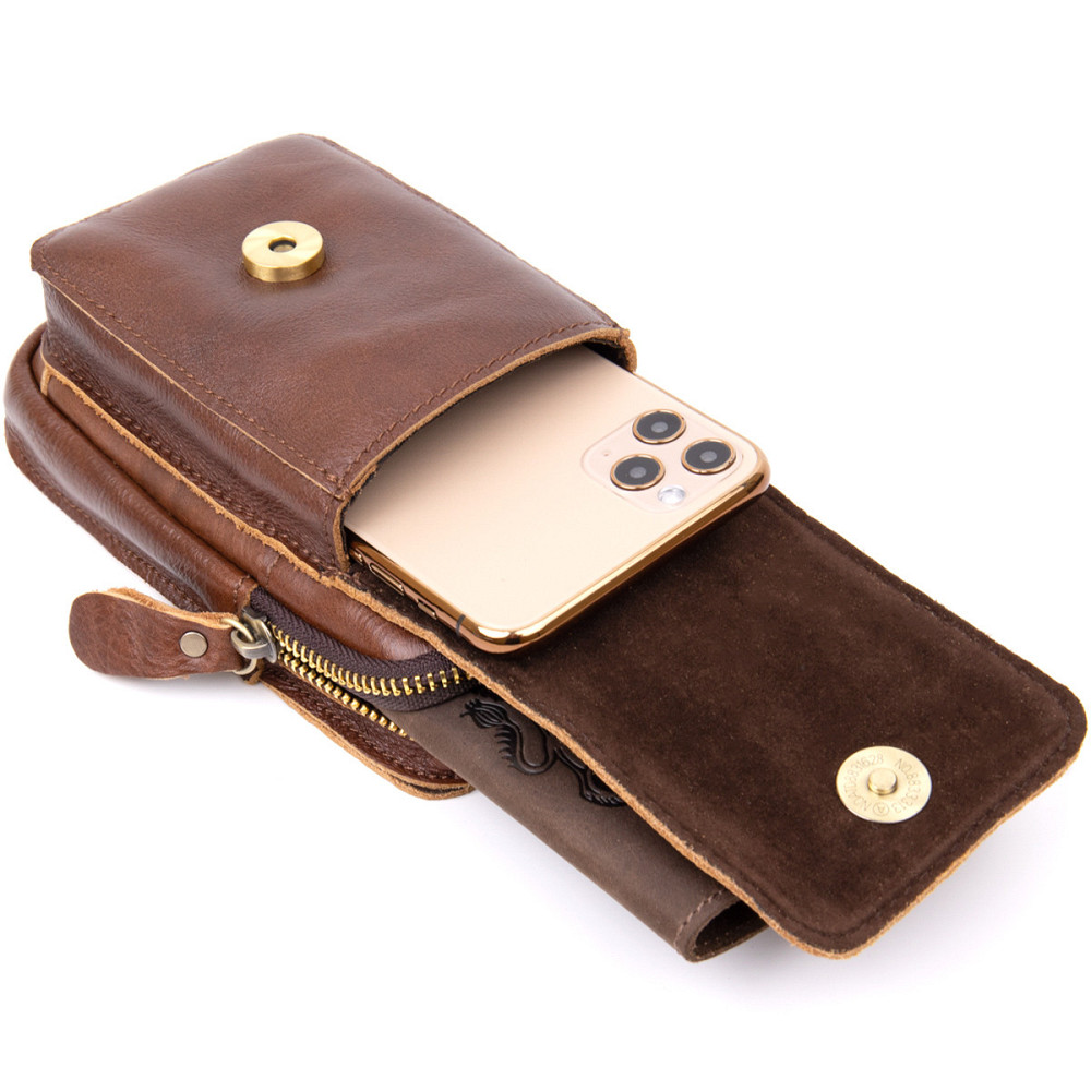 Барсетка поясная мужская Коричневая (Vintage) Киев - изображение 1