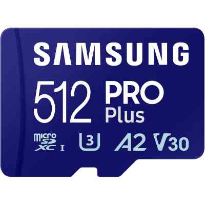 Карта пам&apos;яті Samsung 512 GB microSDXC Pro Plus UHS-I U3 V30 A2 Class 10 + SD-adap (MB-MD512SA/EU) Вінниця