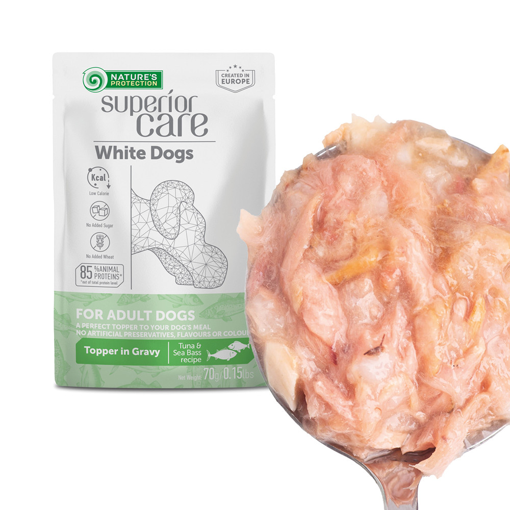 Nature's Protection Superior Care White Dogs Adult Tuna & Sea Bass Додатковий вологий корм для собак з білим забарвленням з тунцем і морським Киев - изображение 5