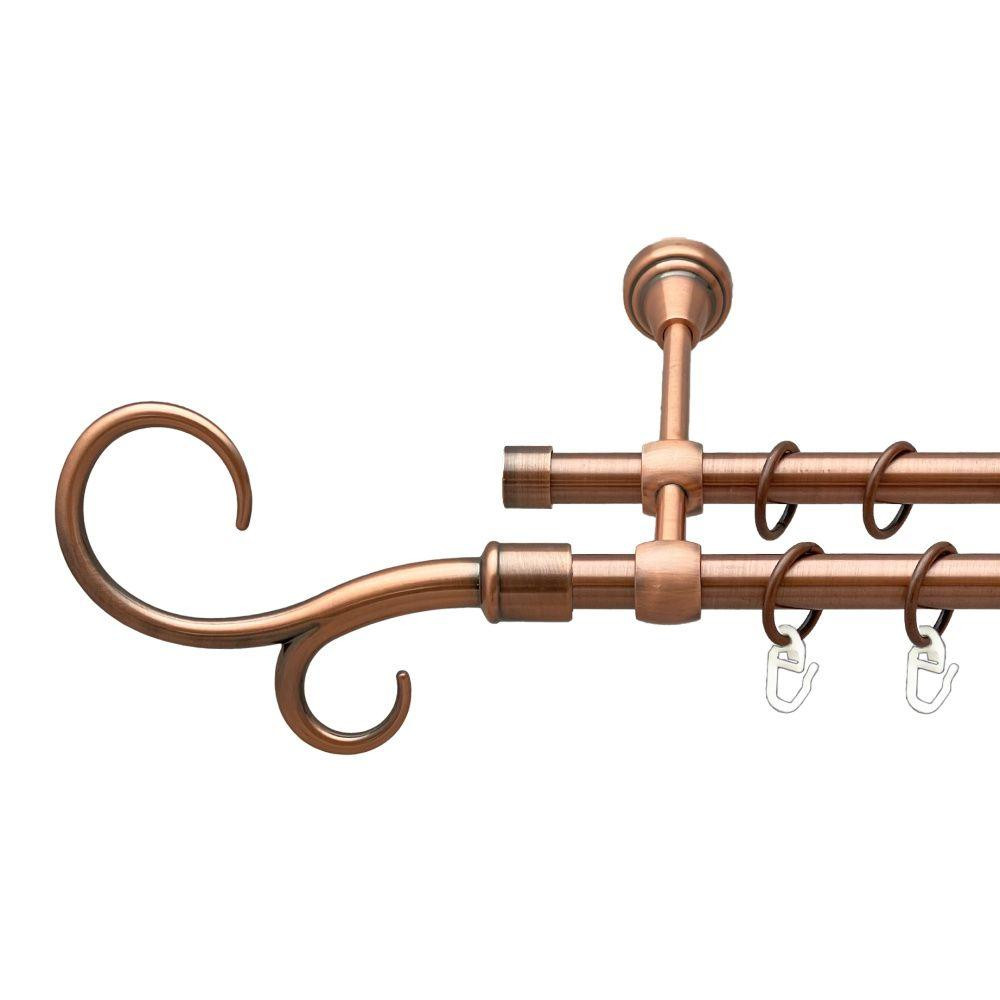 Карниз Orvit Гак Подвійний металевий дворядний литий гладка труба кільце металеве Мідь 16\16 мм 140 см Львов - изображение 1