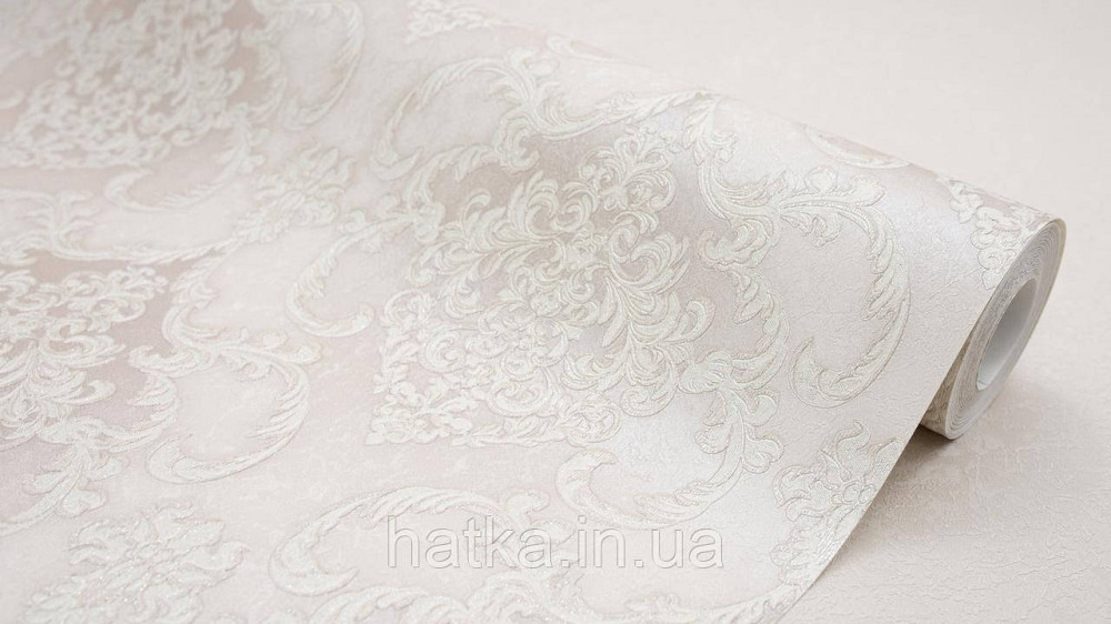 Шпалери метрові вінілові на флізеліні Sintra Classic класика вензель структурні сріблястий бежевий 406427 Київ - фото 6
