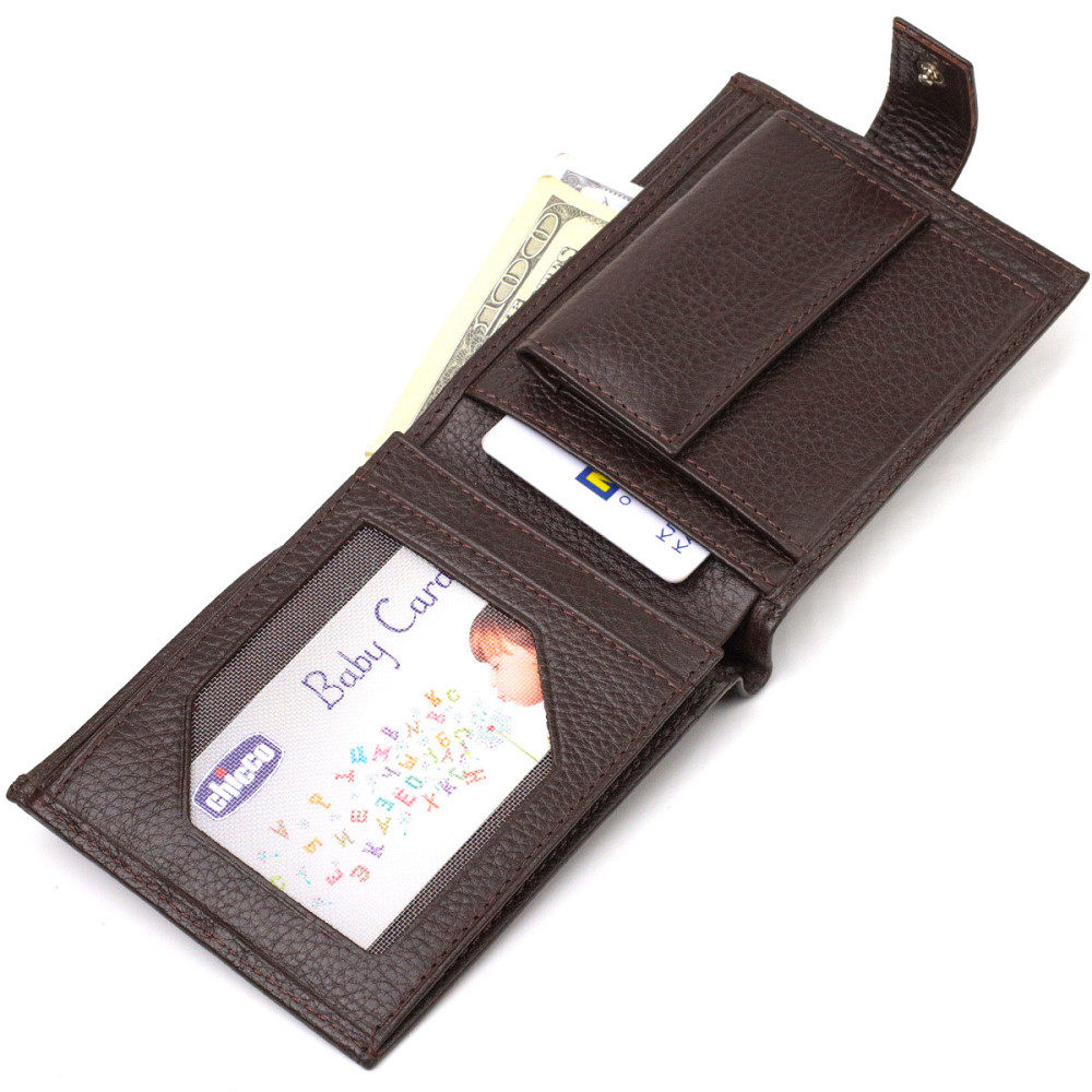 Місткий чоловічий гаманець із натуральної шкіри флотар CANPELLINI 21944 Коричневий Київ - фото 4