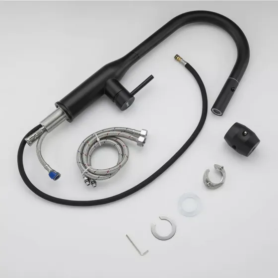 Змішувач з висувним виливом для кухні GAPPO G4398-46, 2 режими, чорний Київ