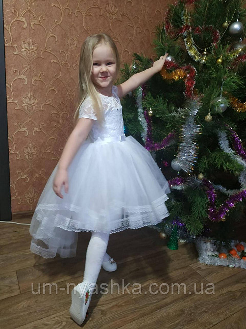 Платье Снежинка Детское нарядное белое платье Снежинка со шлейфом 104-116 Кривой Рог - изображение 3