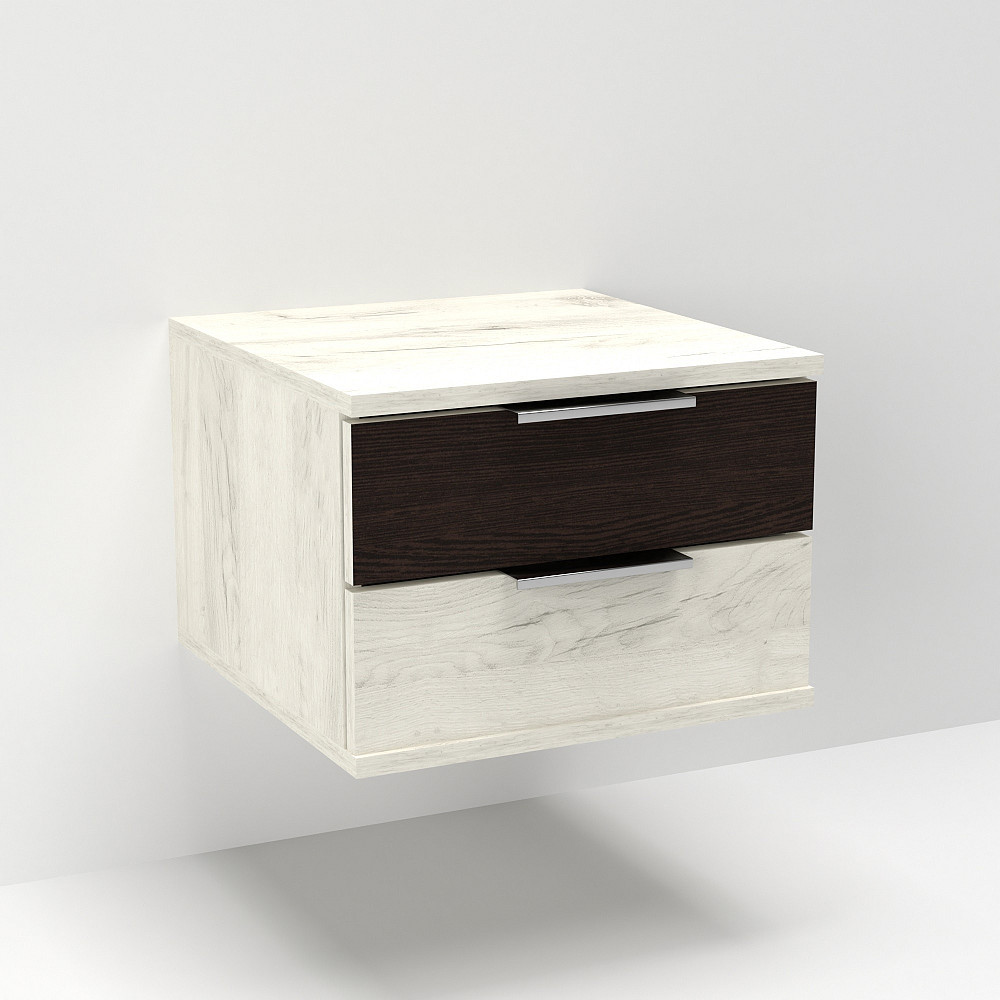 Тумба навесная прикроватная Кристалл, Дуб Крафт Белый/Венге Магия, 400/400/290 Львов - изображение 2